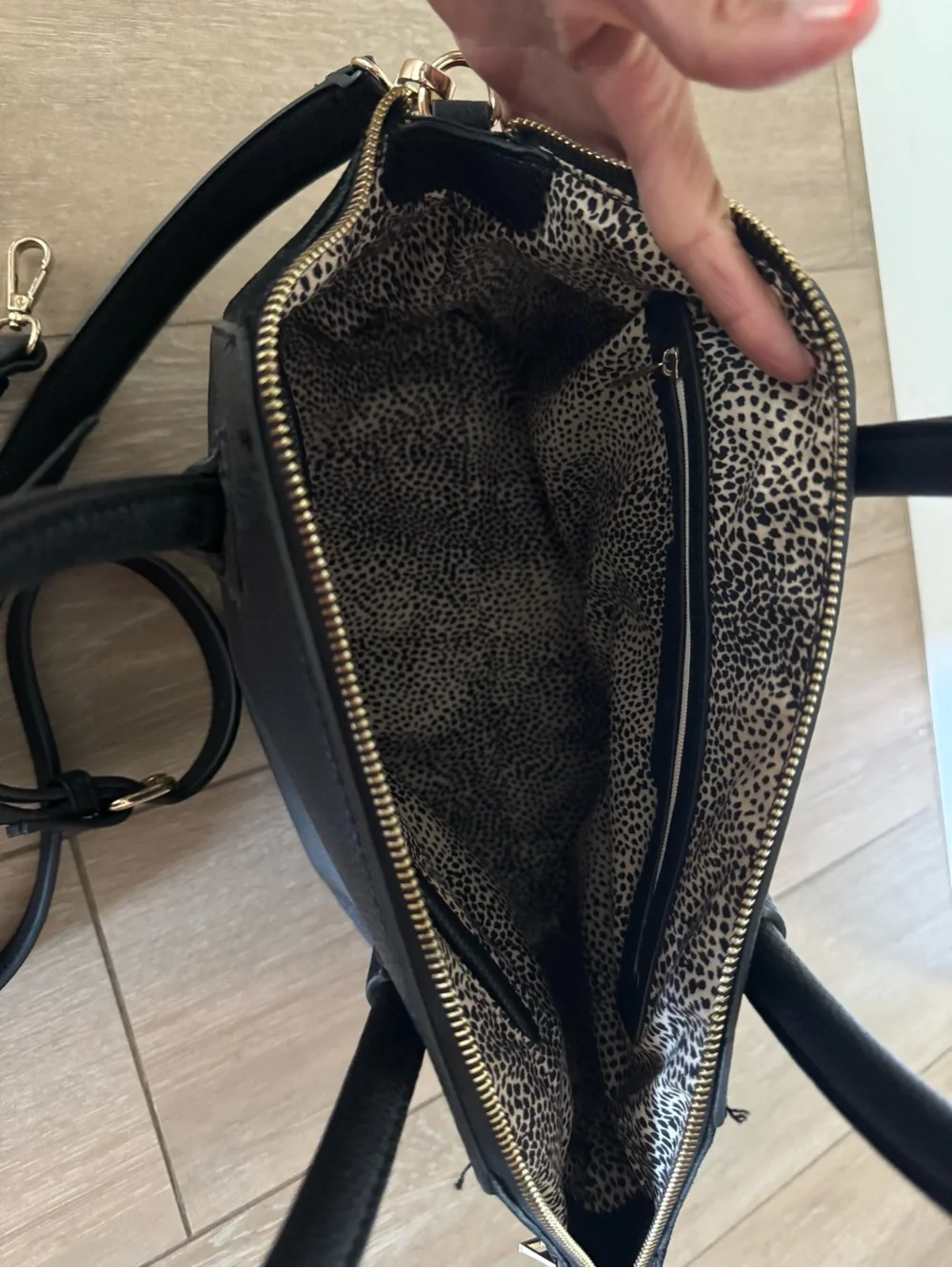 Sole Society Black Faux Leather and Suede Satchel